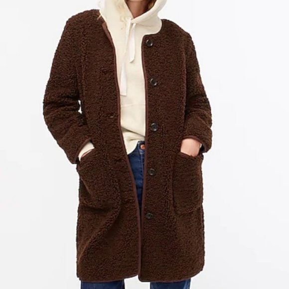 collarless teddy coat